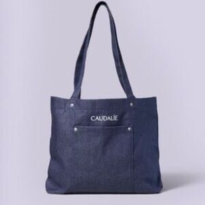 NWOT caudalie minimalist denim summer tote bag